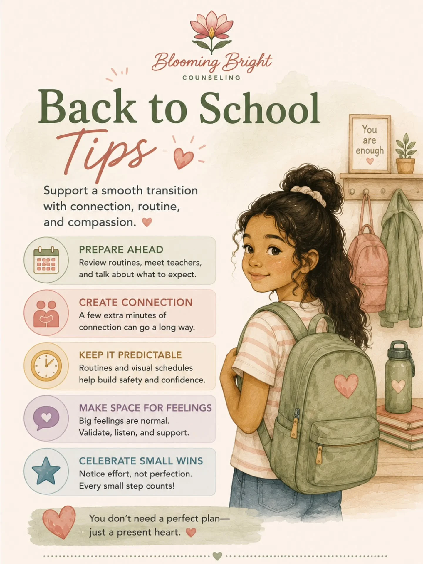 📚 Back-to-school season is here... and with it often comes a mix of excitement, nerves, and big emotions. 💛

A new school year means new routines, new expectations, and lots of transitions. It's completely normal if your child (or you!) needs a lit