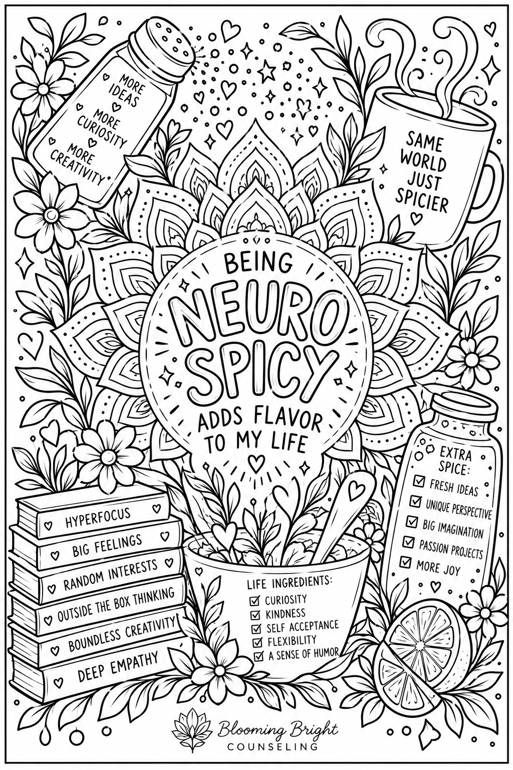 Neuro-Spicy Mandala Coloring Pages