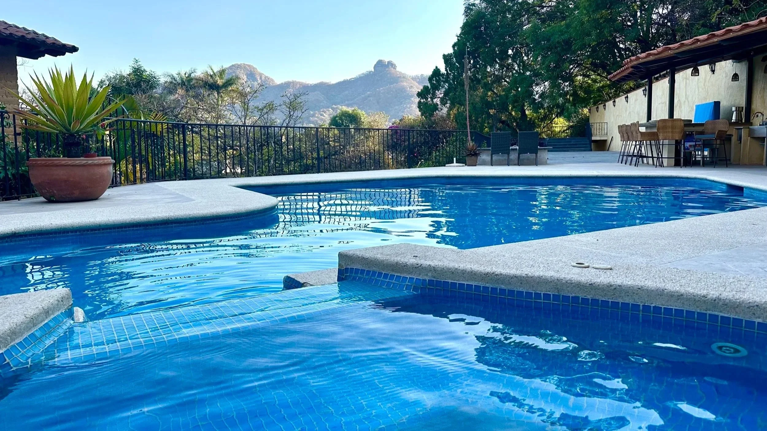 Pool with mountains