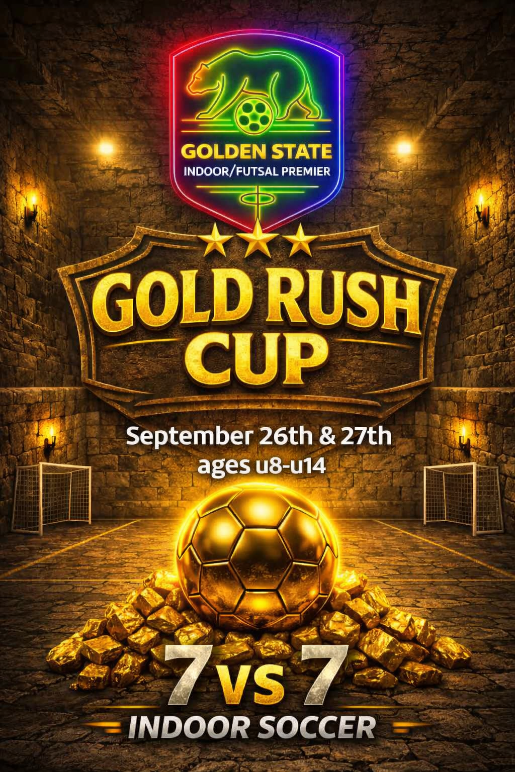 Gold Rush Cup Indoor Soccer Tournament u8 u9 u10 u11 u12 u13 u14 u15 u16