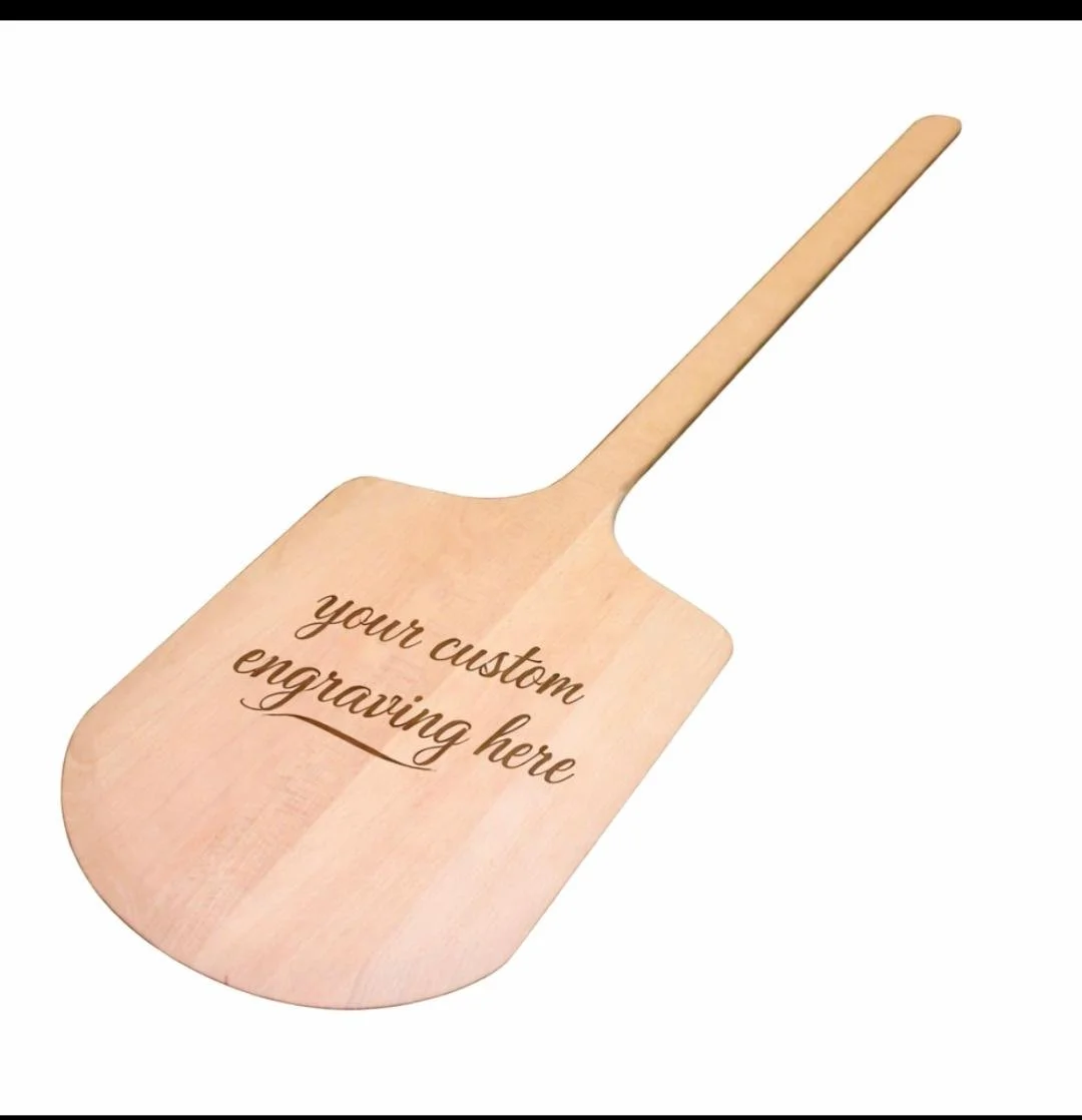 Custom engraved wood pizza peel
