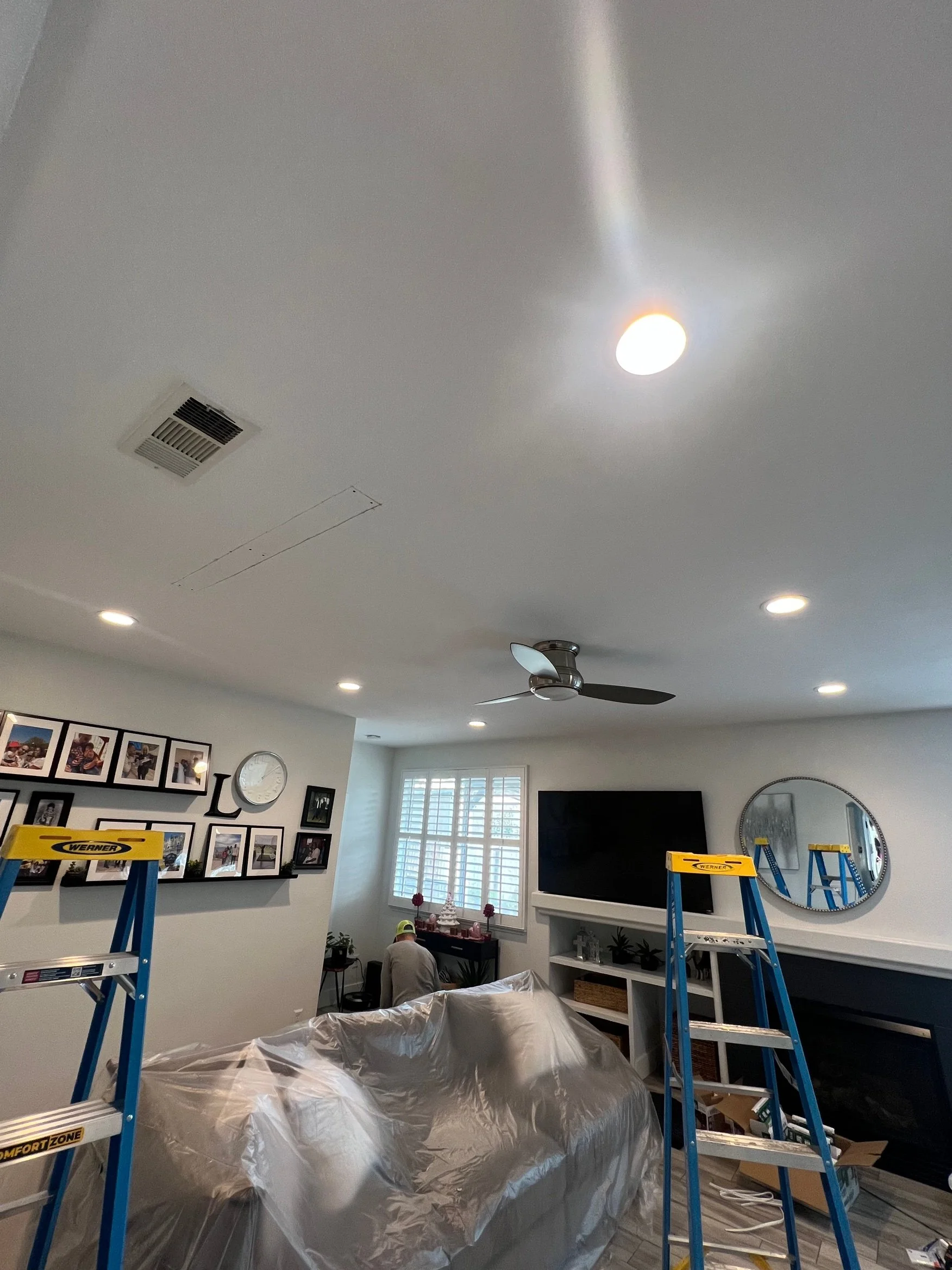 First-floor recessed lighting switched on in Stockton by MH Electrical Services.