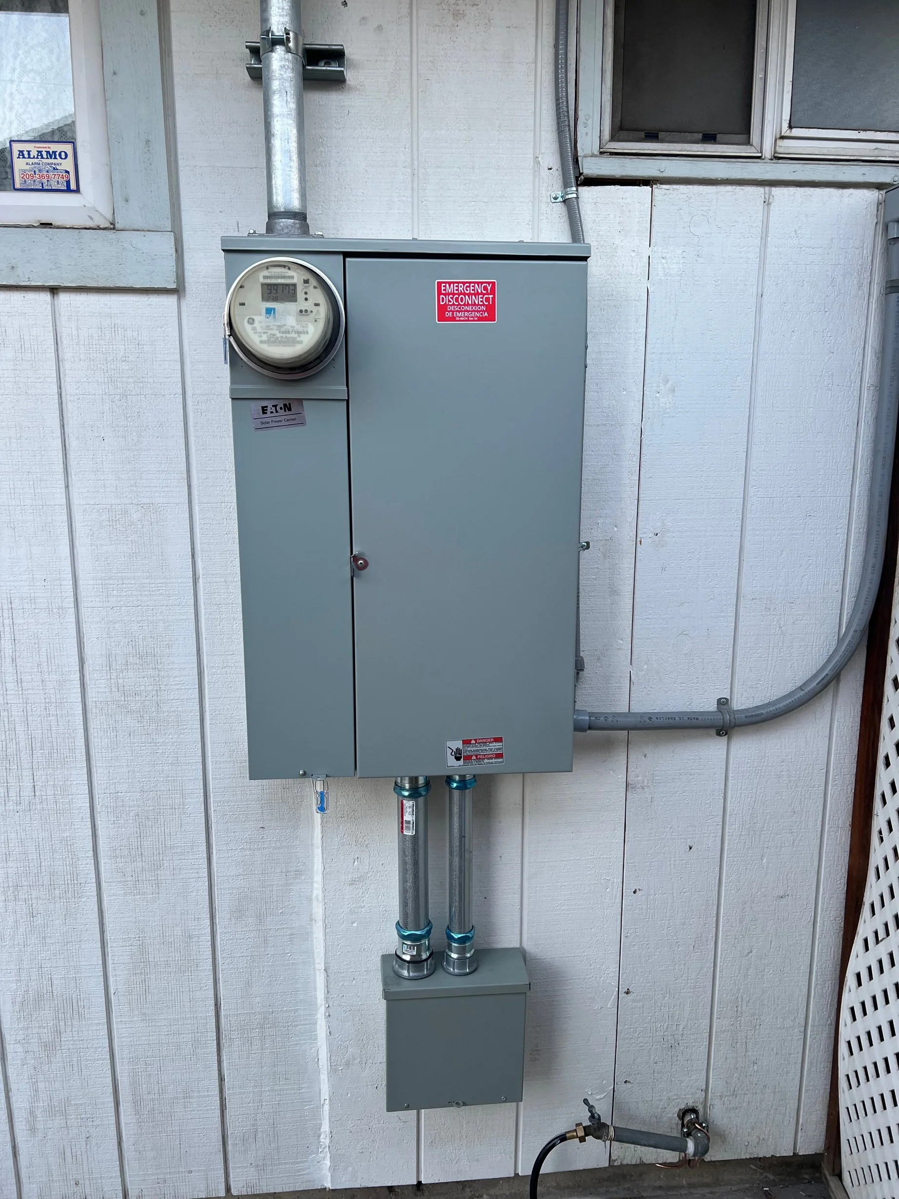 New 200-amp panel closed and energized in Stockton by MH Electrical Services.
