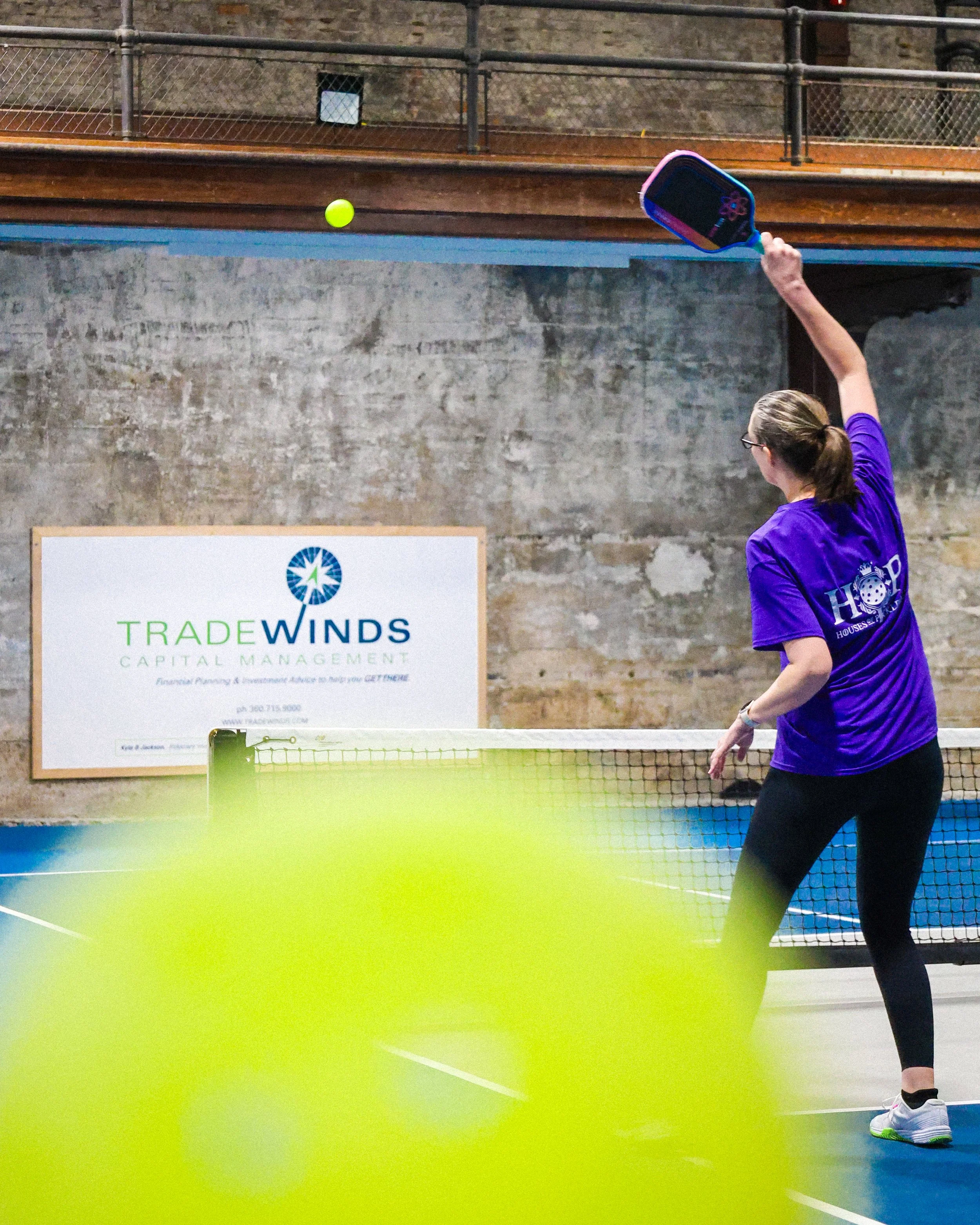 HOPS Houses of Pickleball player in action — NYLEAR social media content marketing for local sports and fitness business