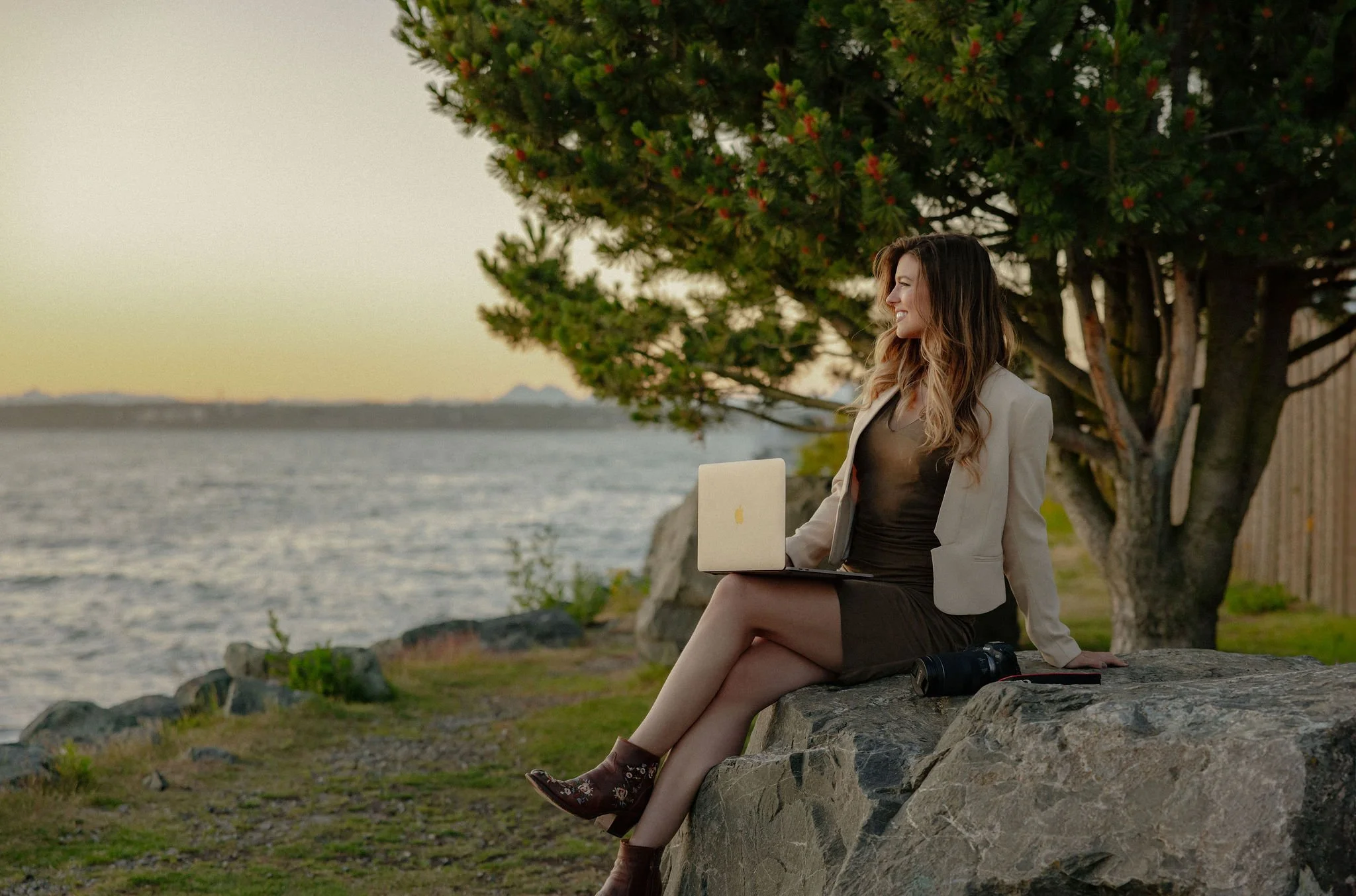 Raelyn Kaplan working on digital marketing strategy — NYLEAR founder and principal strategist based in Bellingham WA Pacific Northwest