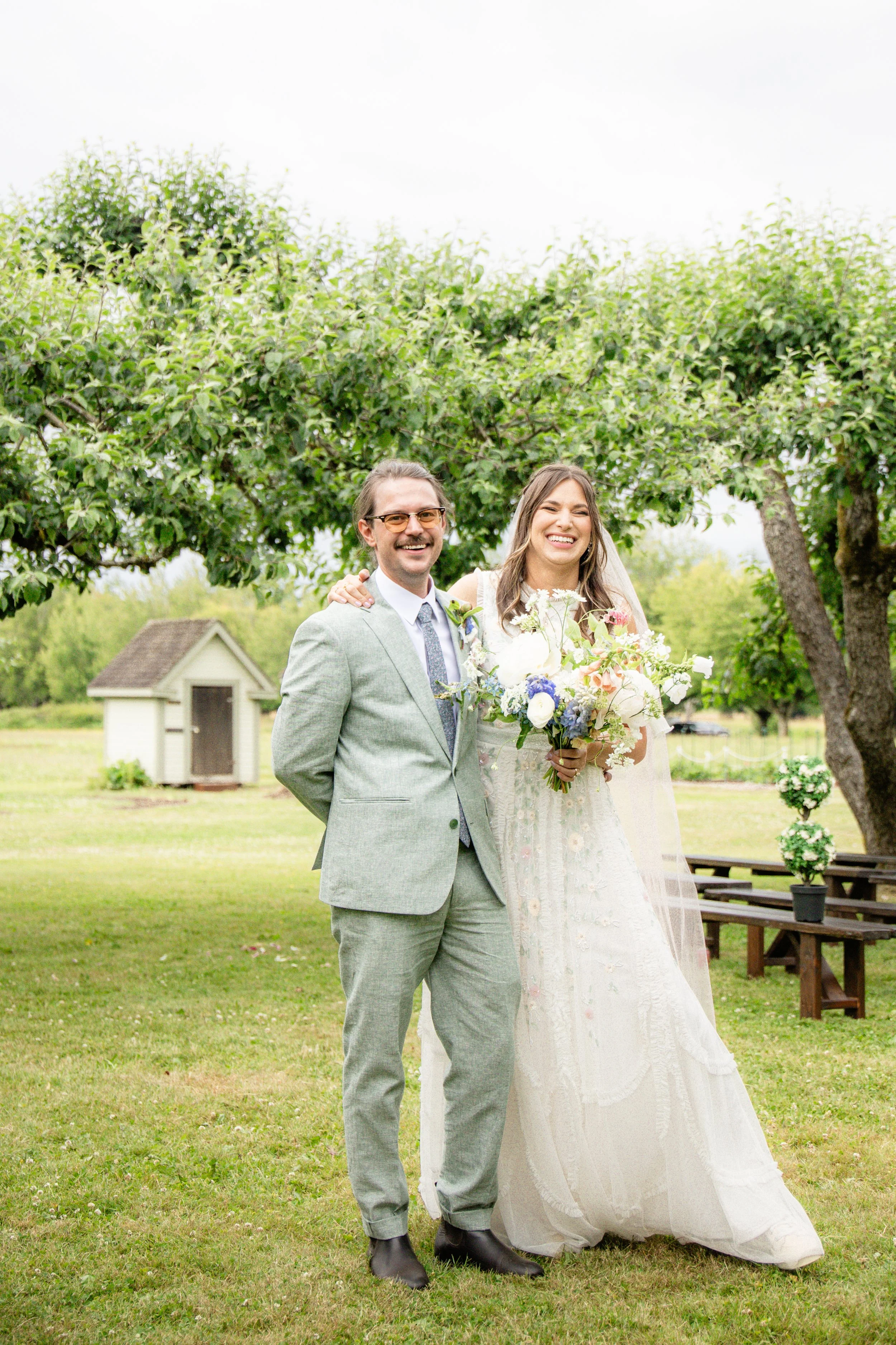 Pacific Northwest garden wedding portrait — NYLEAR documentary wedding photography serving Bellingham WA and the PNW
