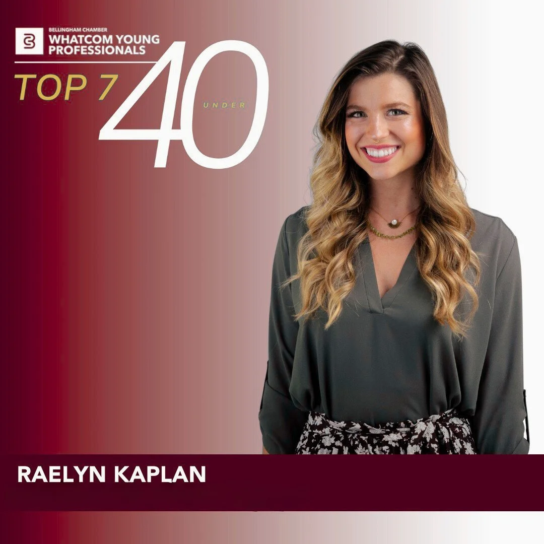 Raelyn Kaplan, founder of NYLEAR, recognized as a Top 40 Under 40 Young Professional nominee in Bellingham WA