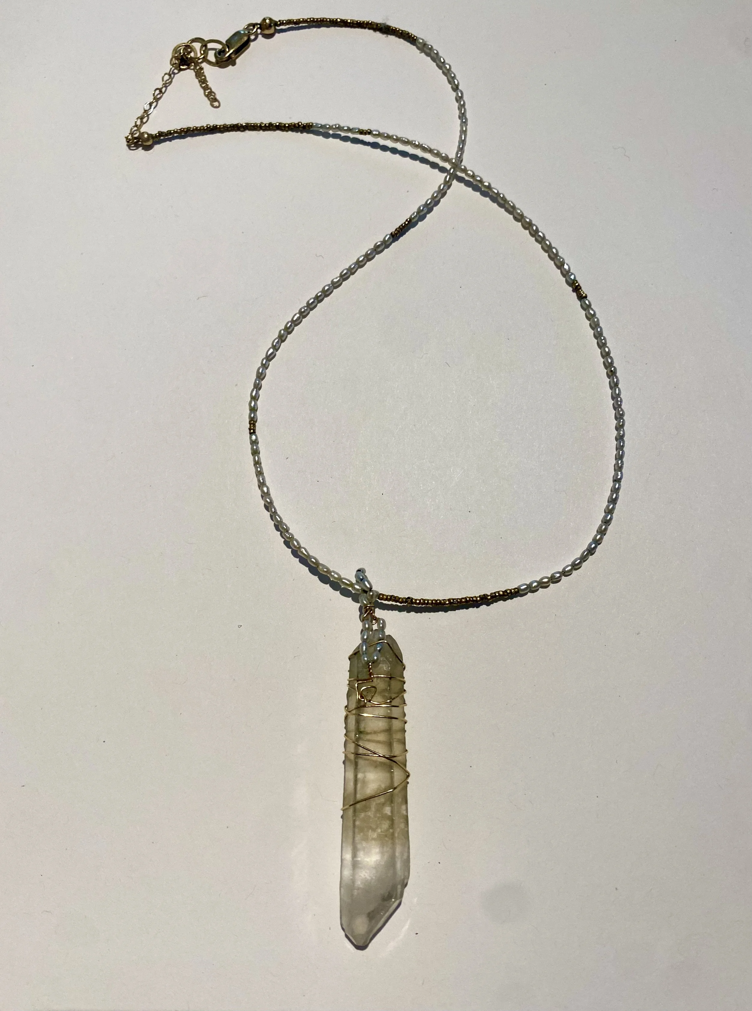 Amber Quartz With Baby Polished Pearl