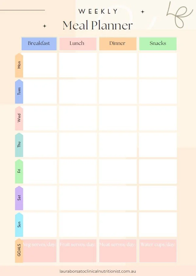 Blank Weekly Meal Planner