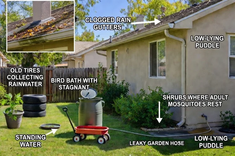 Standing water — common mosquito breeding source in Florida yards