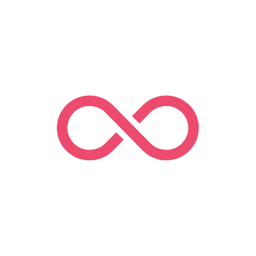 A black background with a pink infinity symbol in the center.