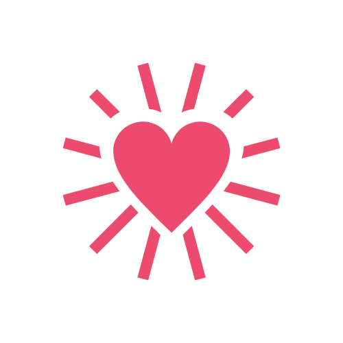 Pink heart with radiating lines on a black background.