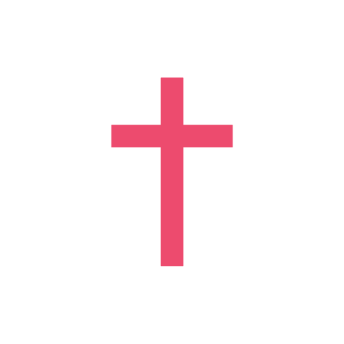 A pink cross on a black background.