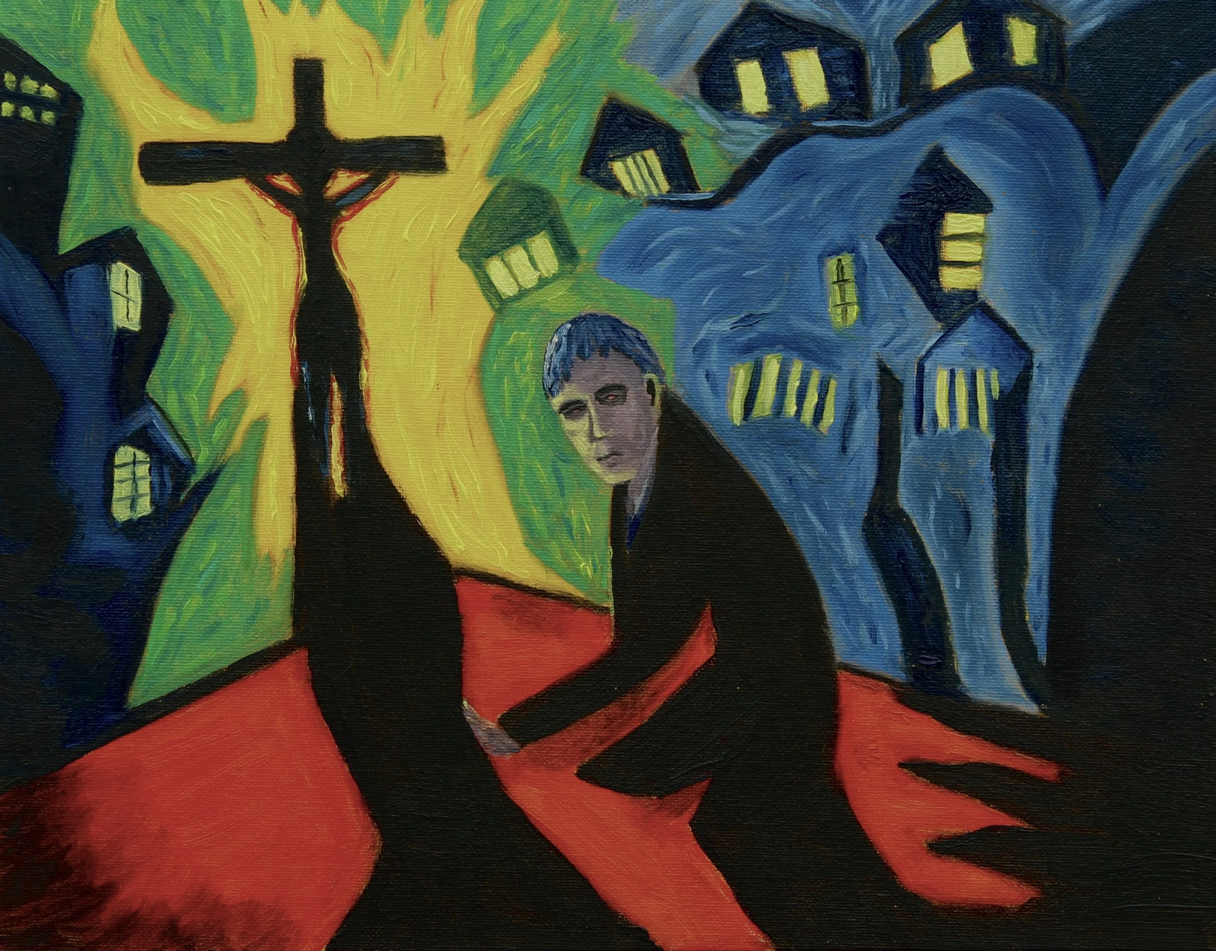 Shamed In The Open, 2026, Oil on canvas panel - 11 x 14 x 1/8 in.