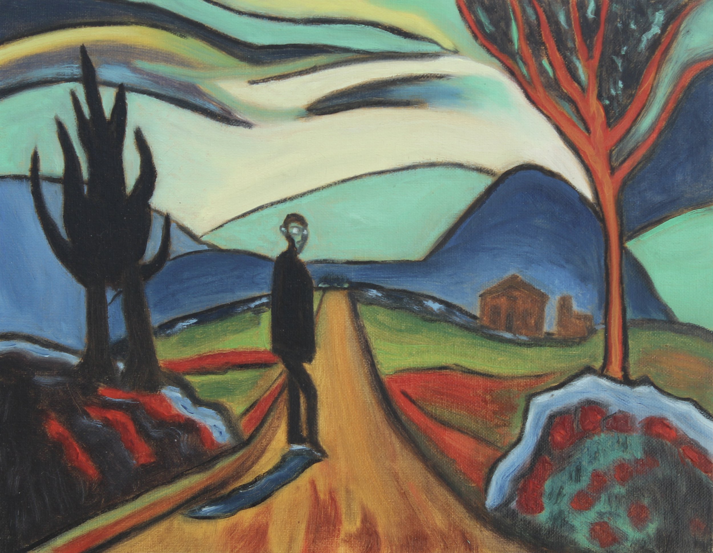 The Horizon’s Burden, 2025, Oil on canvas board- 11 x 14 x 1/8 in.