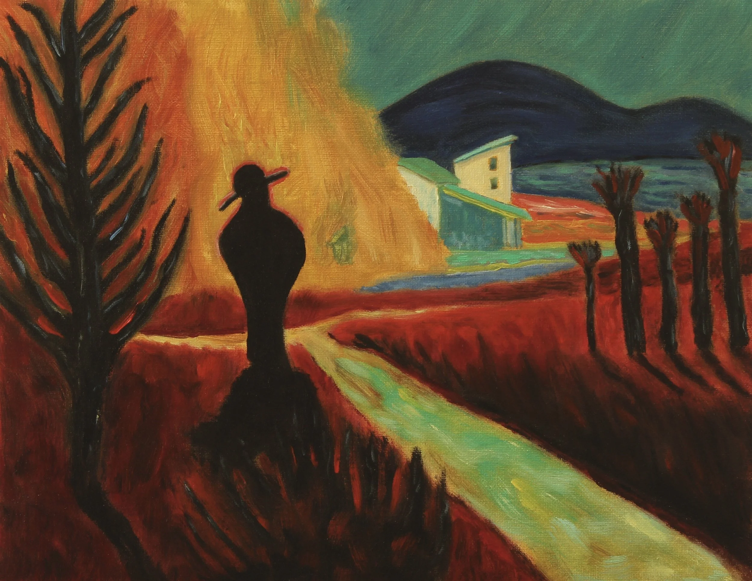 Watching The Internal Fire, 2025, Oil on canvas board- 11 x 14 x 1/8 in.