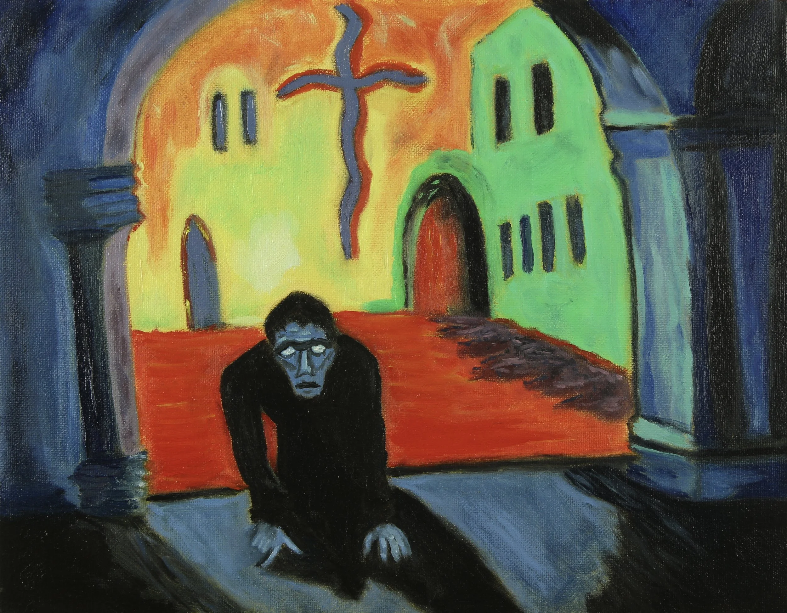 Kneel Before Sin, 2026, Oil on canvas panel - 11 x 14 x 1/8 in.