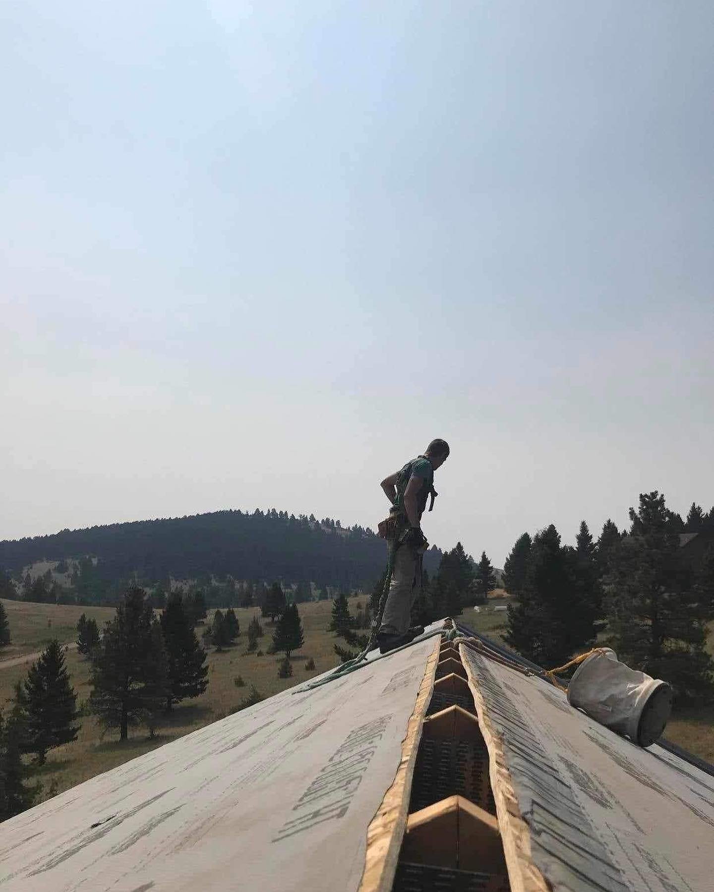 Roofing in progress for residential build in Montana, by Zilkoski Construction