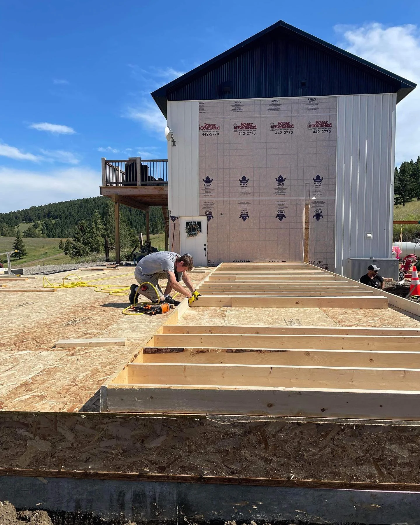 Residential second story floor in progress during new home construction. 