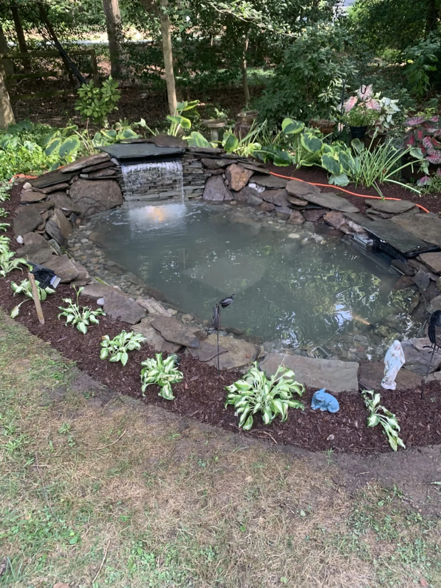 Custom Garden Pond with Fountain and Koi Fish