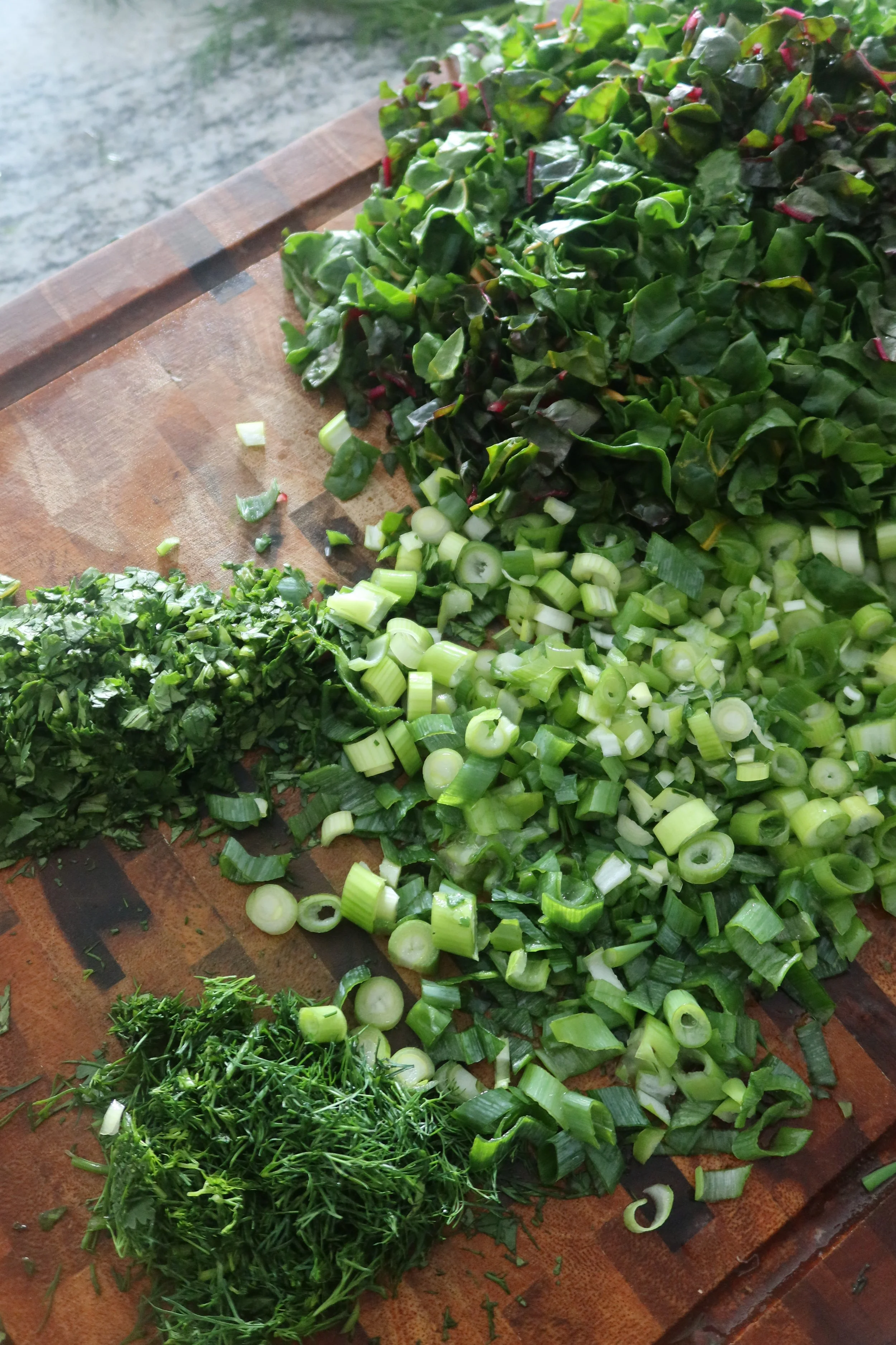 Silverbeet, spring onion, dill, parsley