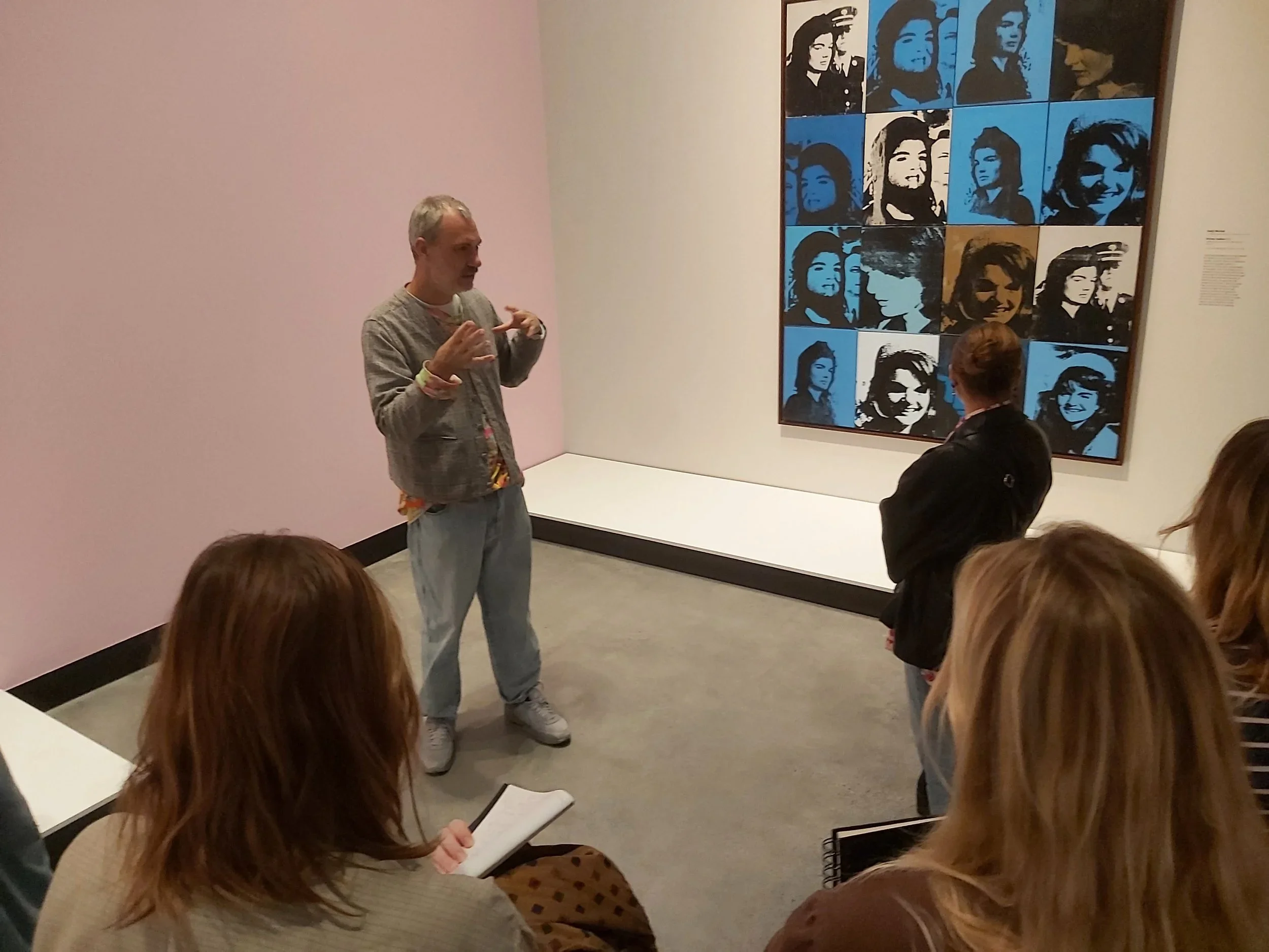 HOTA curator Bradley Vincent talks to a group of creative artists from the youth arts program on the Gold Coast Level Up