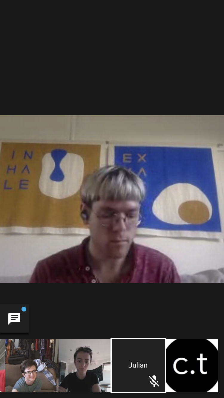 screen shot of art students learning online during COVID