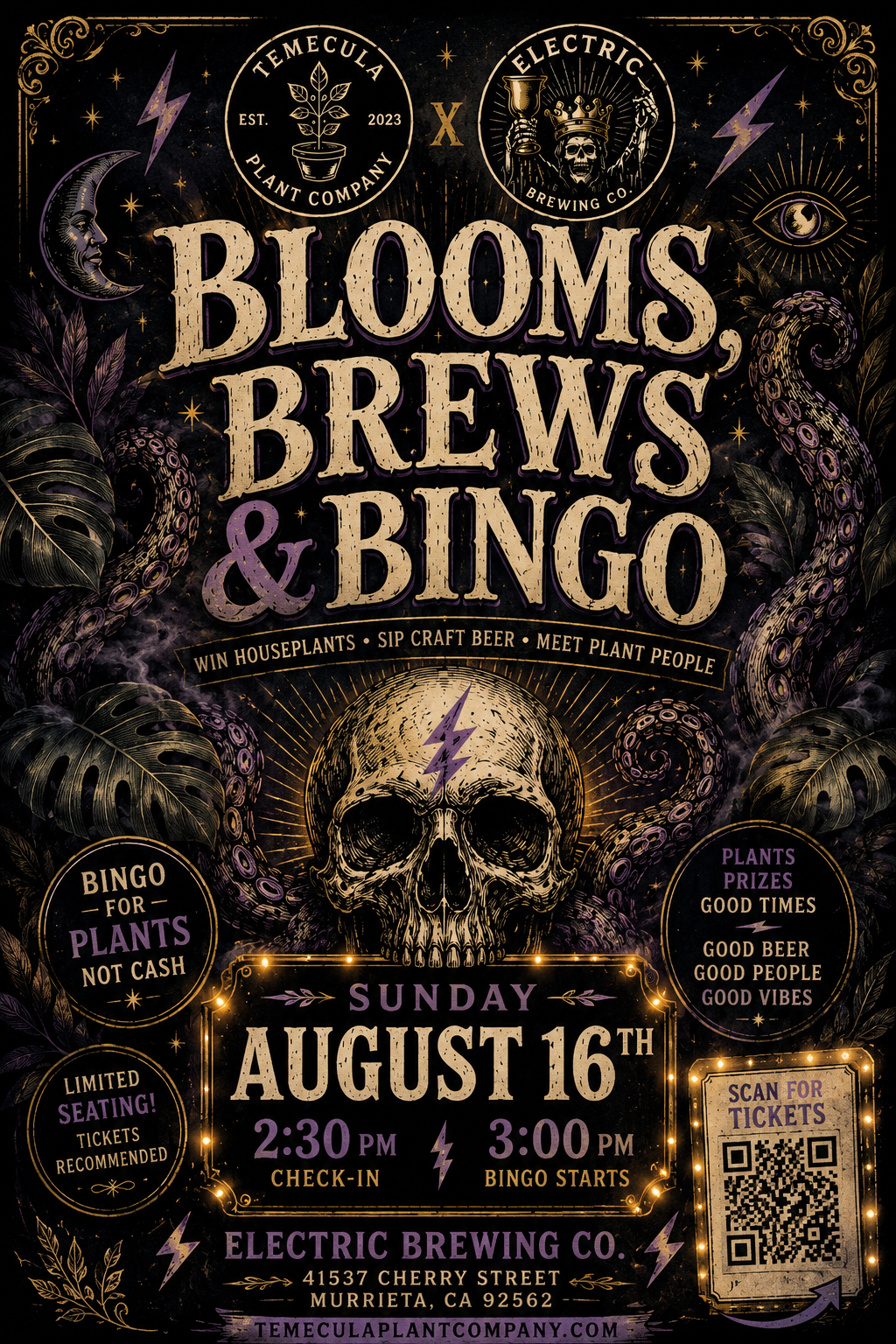 🌿 Blooms, Brews & Bingo Experience, Sunday  August 16th 2026 at Electric Brewing Co in Murrieta