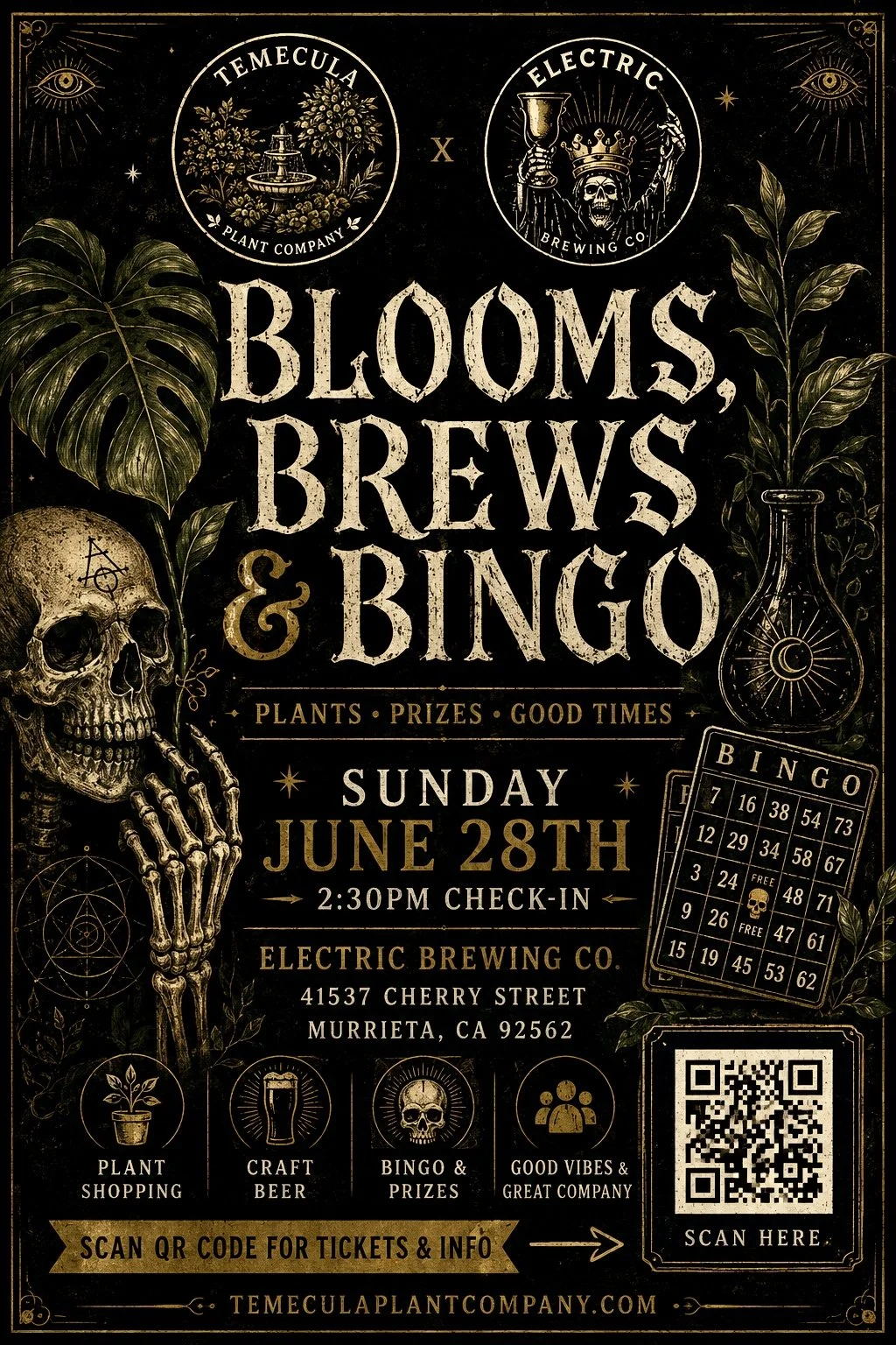 🌿 Blooms, Brews & Bingo Experience, Sunday June 28th 2026 at Electric Brewing Co in Murrieta