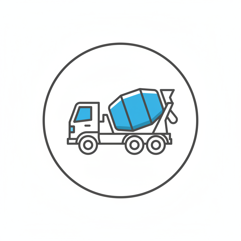 Illustration of a cement mixer truck in a circle