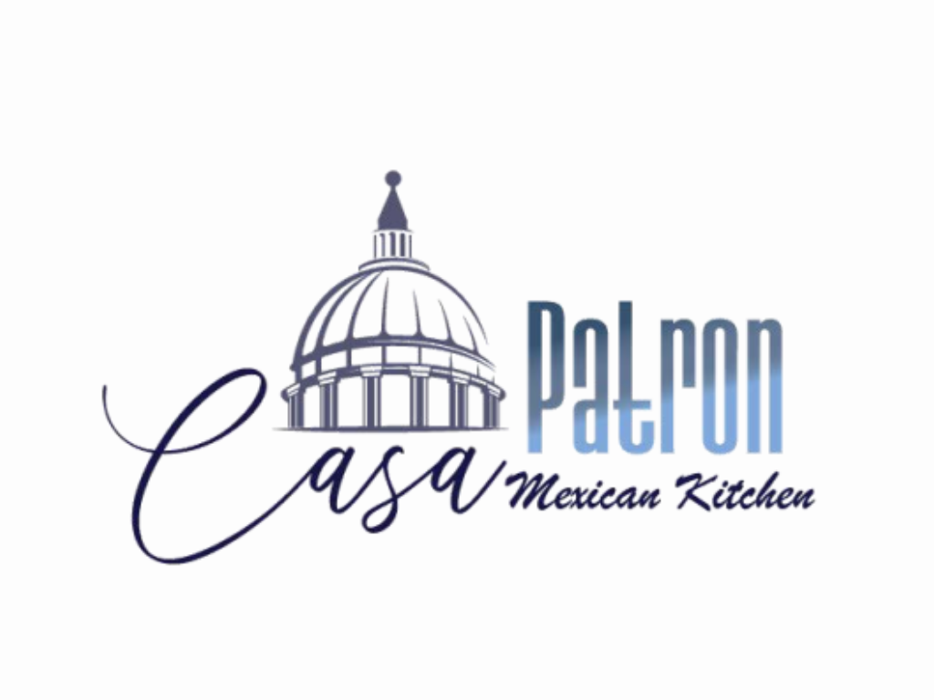 Logo for Casa Patron Mexican Kitchen with a drawing of a domed building and stylized text.