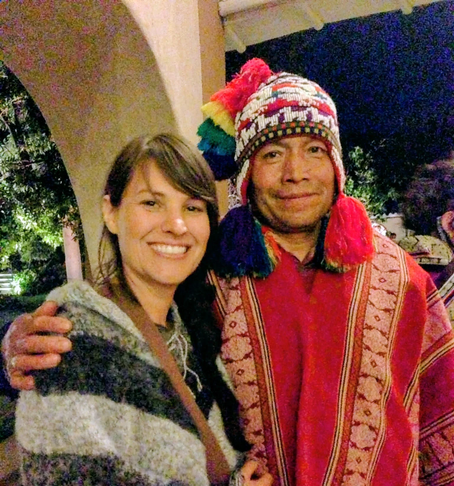 Jennifer DuCharme, LMT and Reiki Master, studying with a Q'ero Shaman in Peru. This experience informs her mobile energy healing and space clearing services for clients in Seattle and the Eastside.