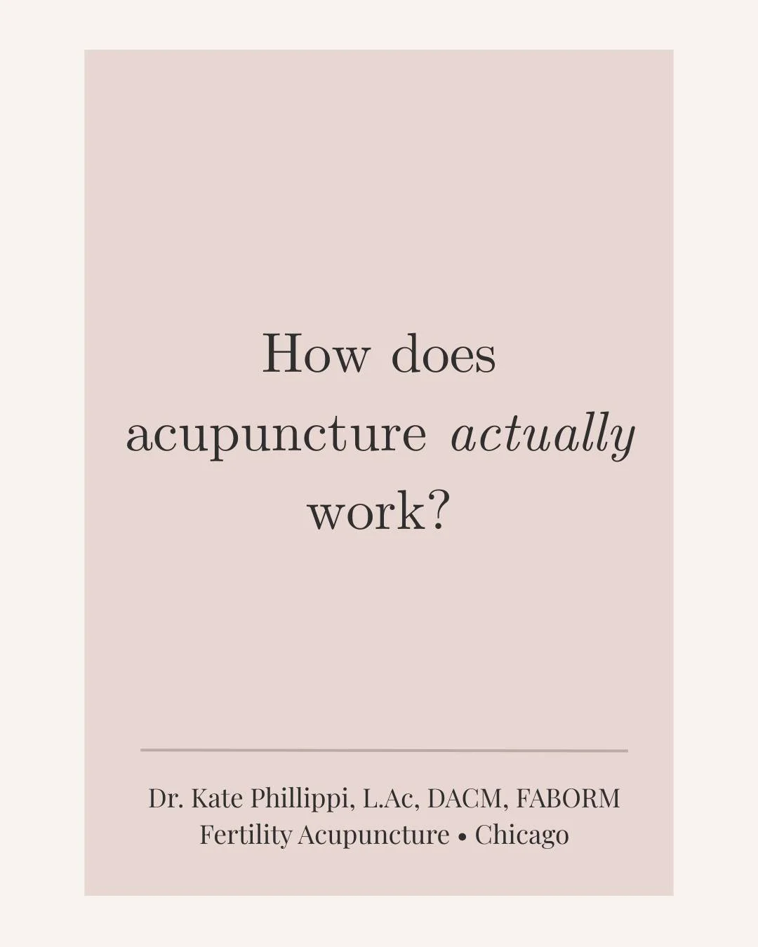 &ldquo;How does acupuncture actually work?&rdquo;

It&rsquo;s one of the questions I get asked most often.

While acupuncture is rooted in Traditional Chinese Medicine, modern research suggests it may influence the nervous system, circulation, pain p