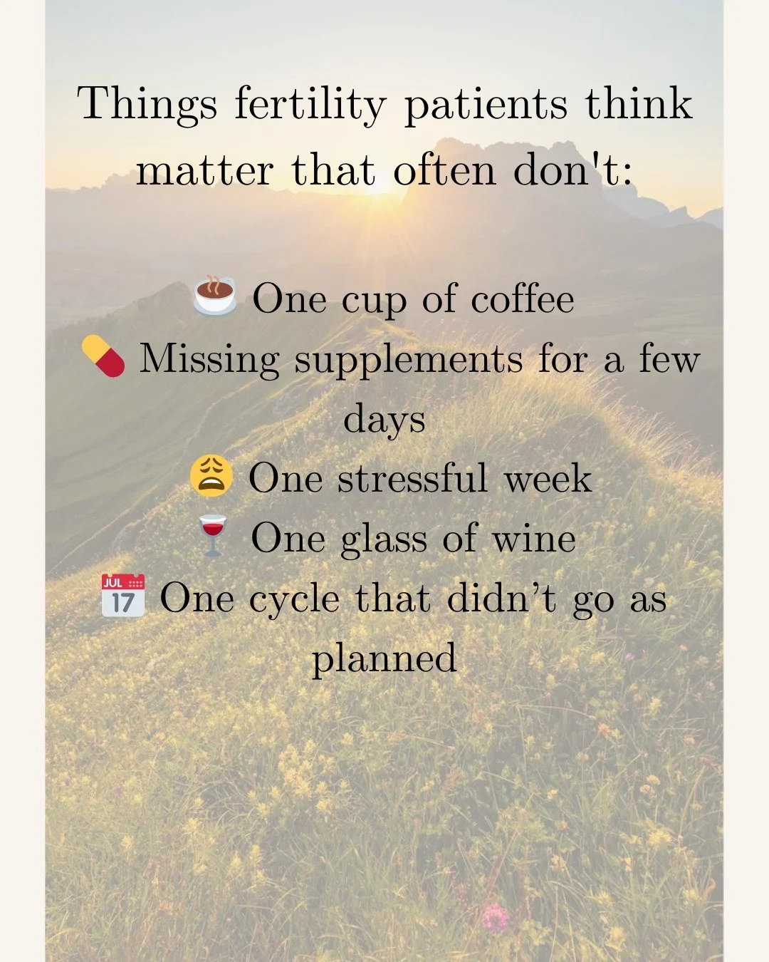 If you're trying to conceive, you've probably had moments where you wondered:
"Did I ruin my chances because I had a cup of coffee?"
"Was it the glass of wine at dinner?"
"Did I mess things up because I forgot my supplements 