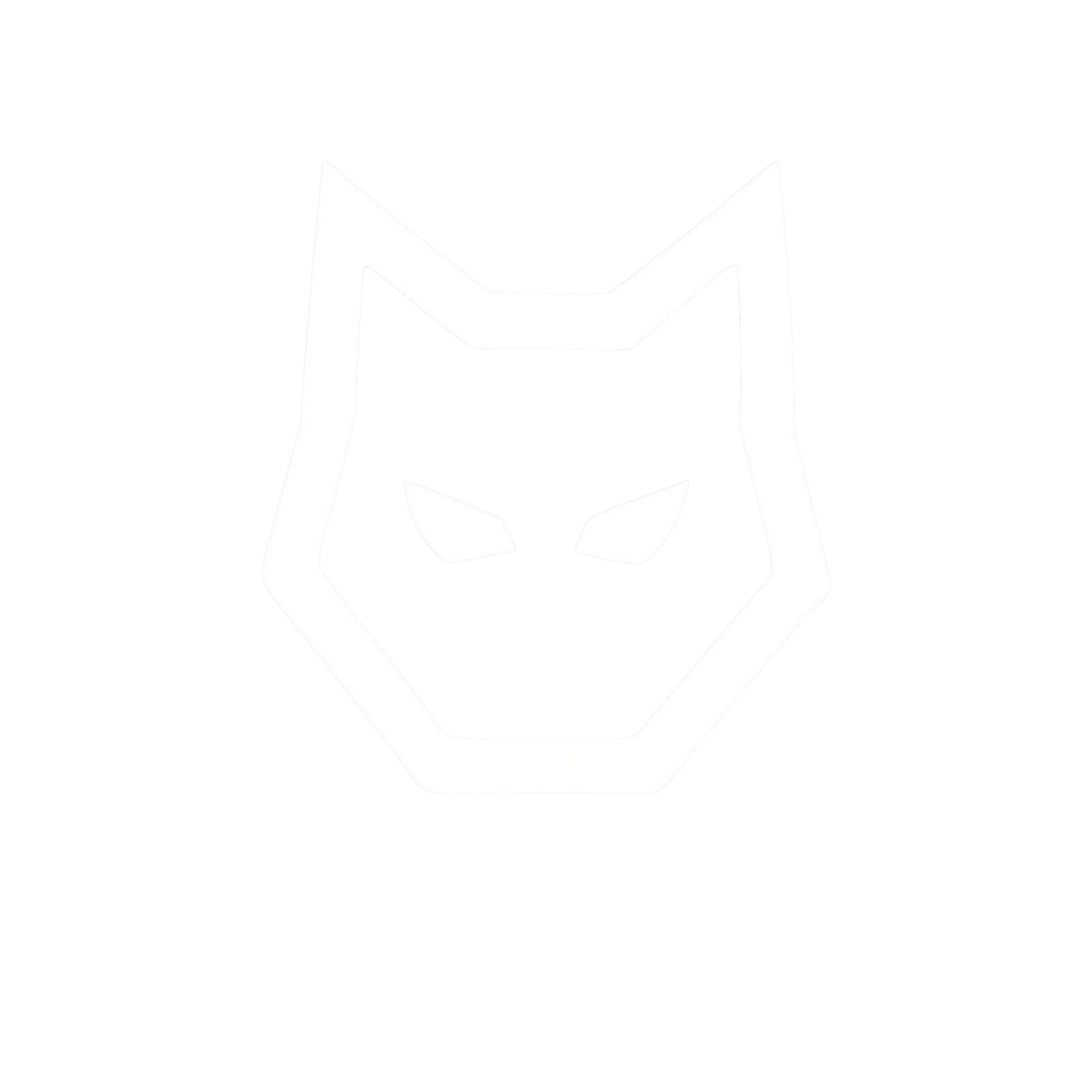 Black background with a white outline of a stylized animal face, resembling a wolf or fox, with angular eyes. Below the face, the text reads 'VILLAIN CORPORATION' in bold uppercase letters.