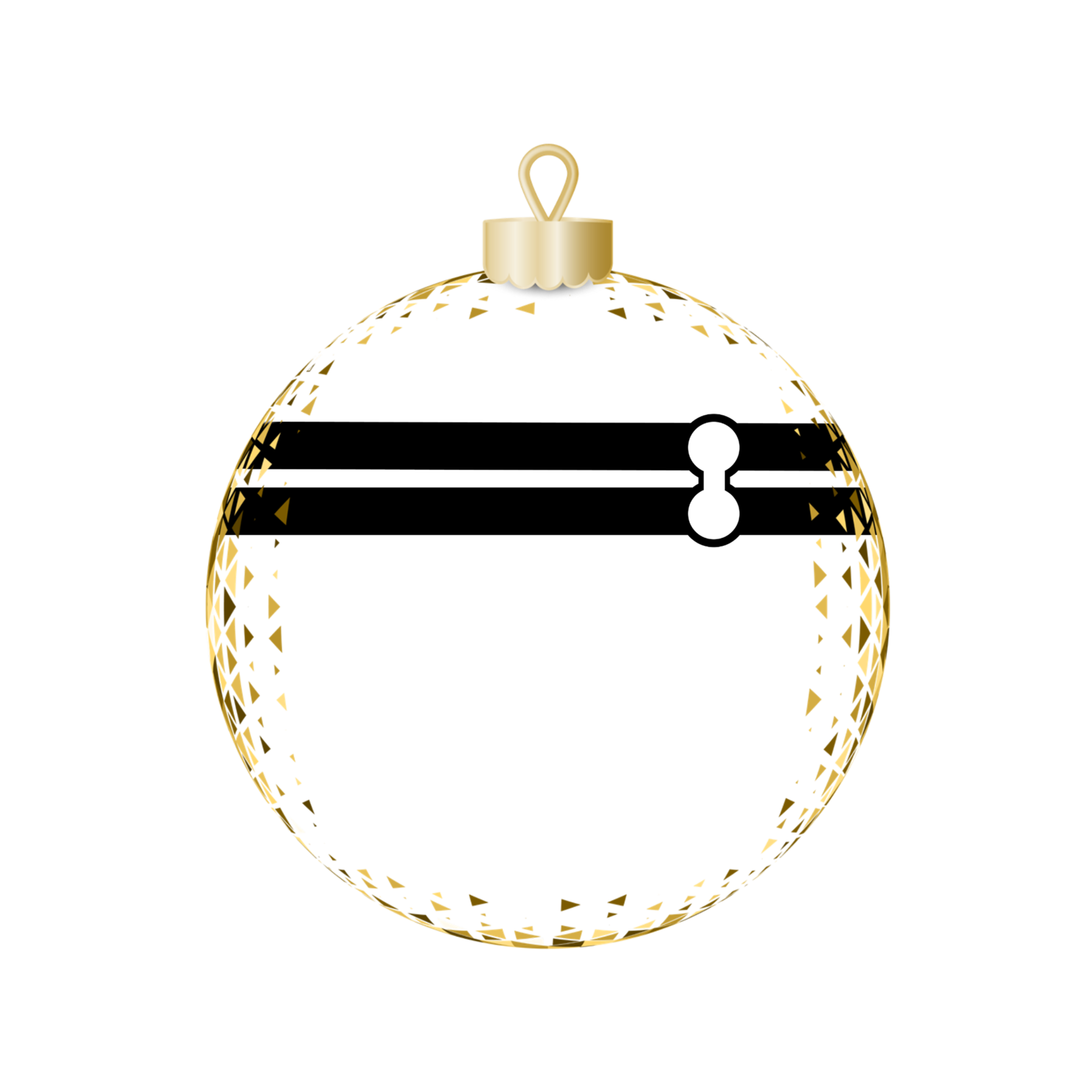 A 3D Voronoi-patterned Christmas ornament with a gold cap and loop, with a background of abstract colorful horizontal and diagonal streaks.