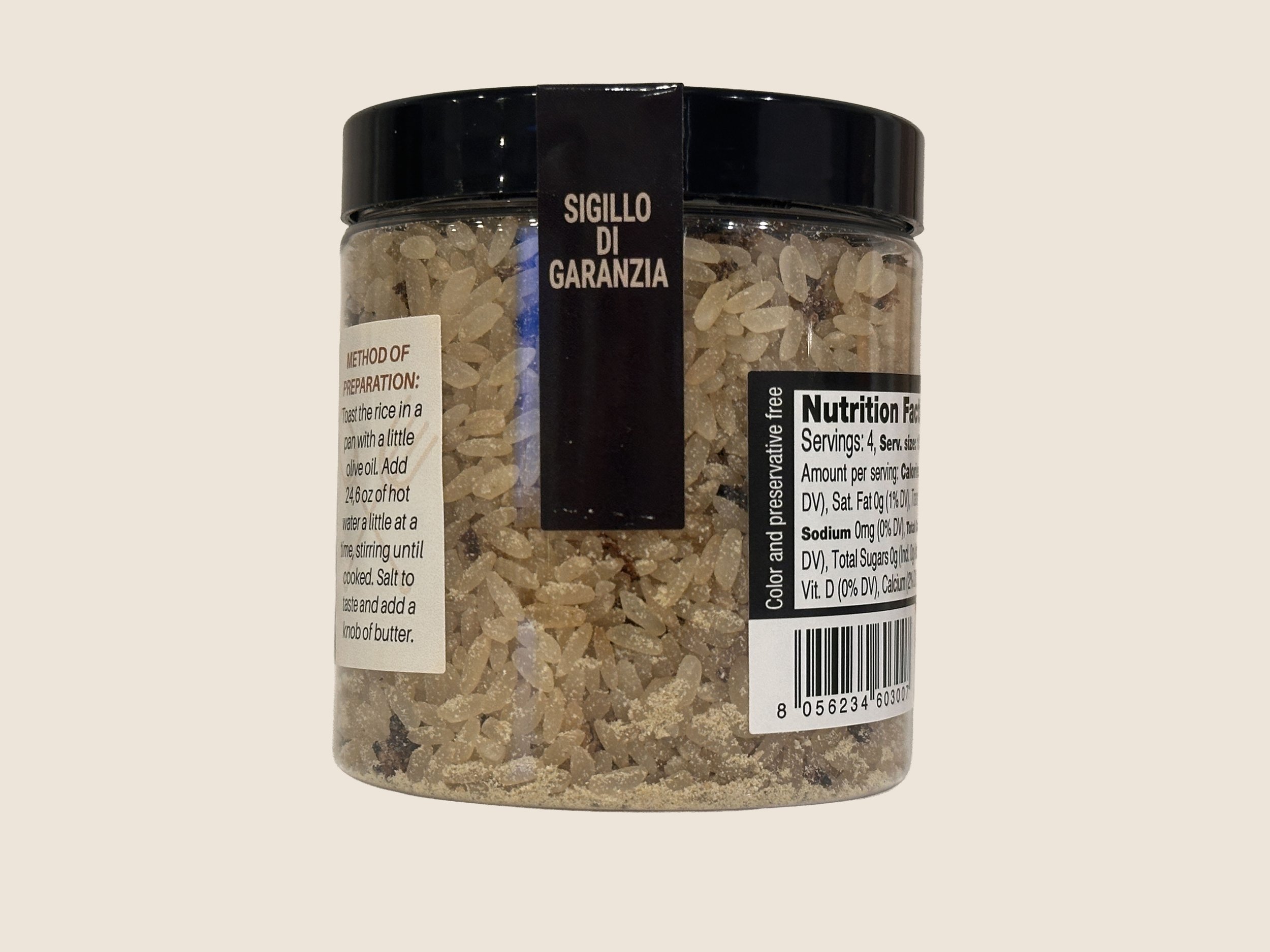 Dried porcini mushrooms and Italian Ribe rice for gourmet risotto