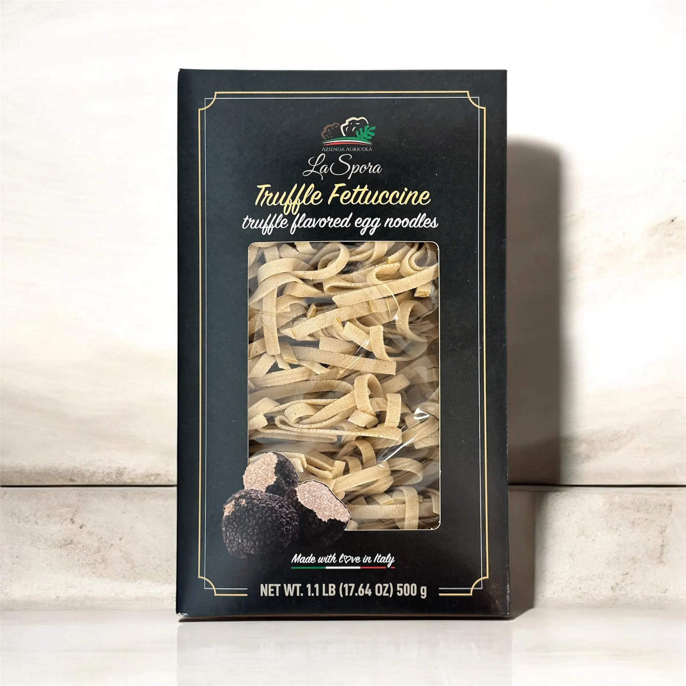 Truffle Flavored Egg Fettuccine 17.64 oz 500 g — Artisan Truffle Pasta La Spora