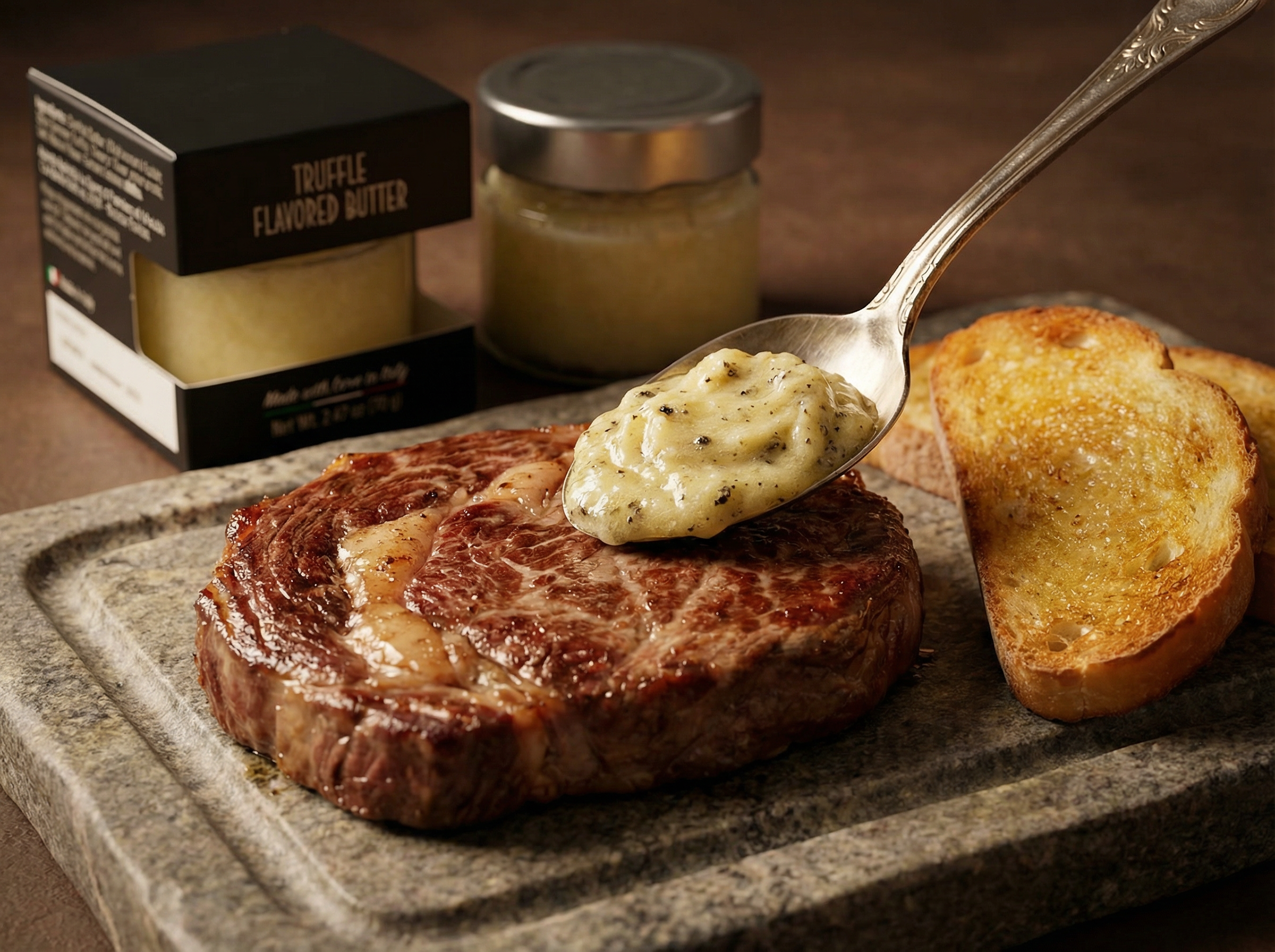 Artisan Truffled butter La Spora Grean on steaks.png