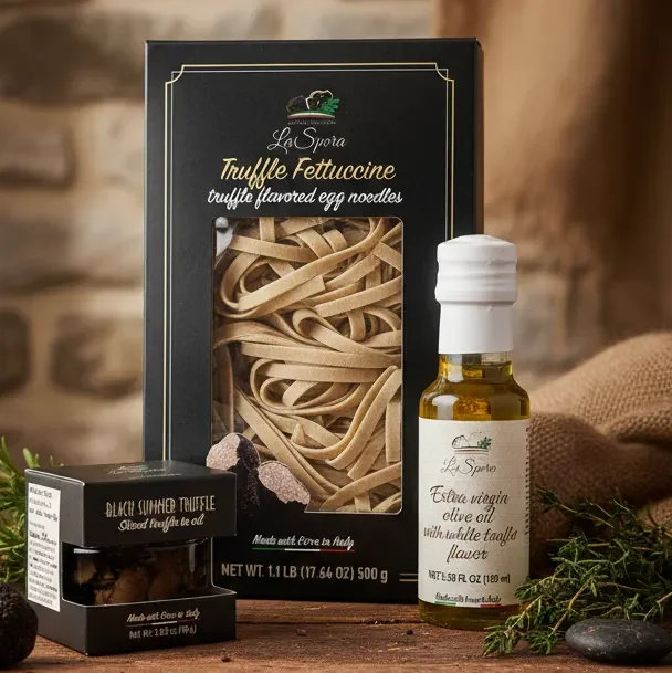 Truffle fettucini, truffle carpaccio, truffle oil perfect for fancy dinner.webp