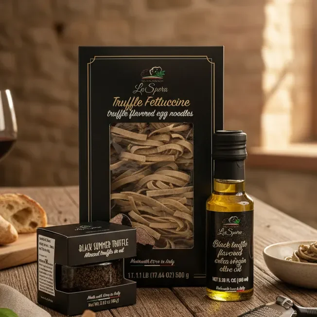 Italian Truffle Pasta Gourmet Kit — Fettuccine + Black Truffle Oil + Minced Black Summer Truffle