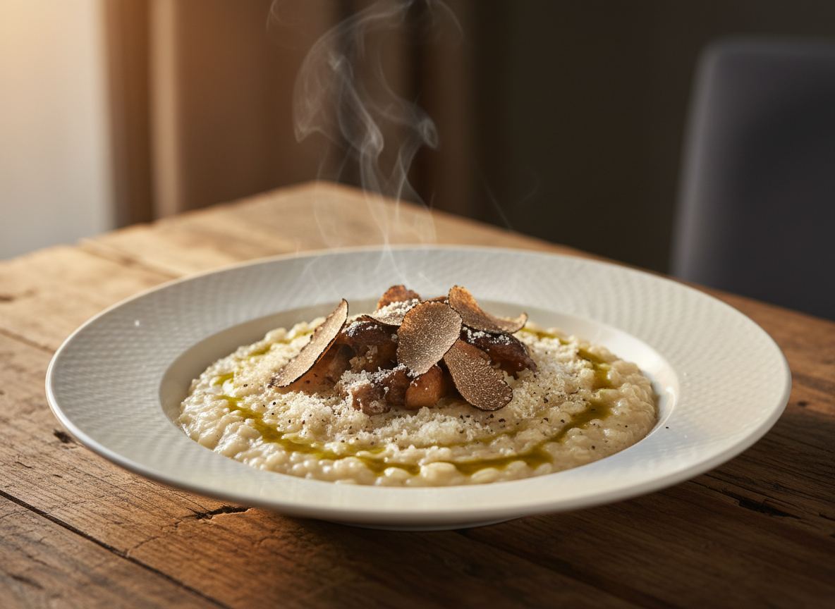 ruffle-Flavored Risotto Mix with Porcini combines premium Italian rice with dried porcini and natural truffle aroma for a deeply savory, umami-packed risotto in minutes.