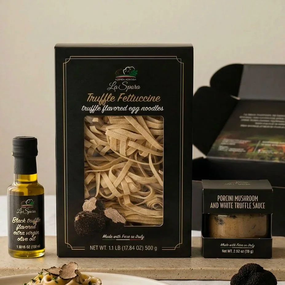 Fettuccine Truffle Set — Artisan Pasta, Black Truffle Olive Oil & Porcini Truffle Sauce La Spora