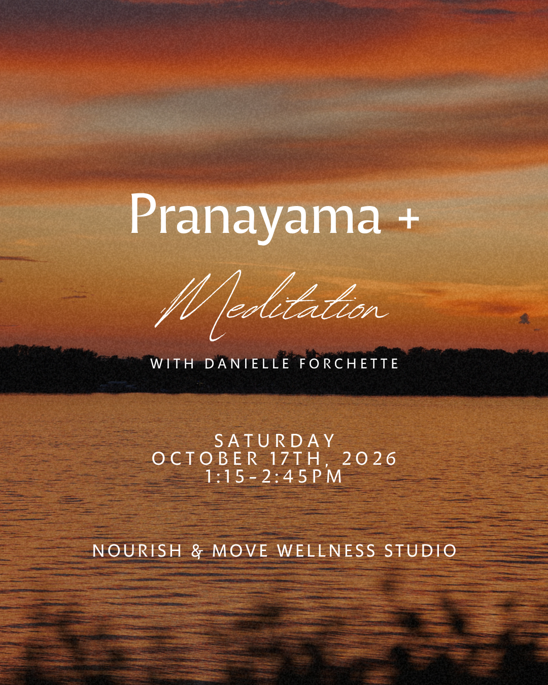 In this 90-minute workshop, we will explore breath and meditation techniques to support grounding and gratitude during Autumn with Danielle Forchette. The session will include some gentle movement, seasonal context for the selected tools, guided expe