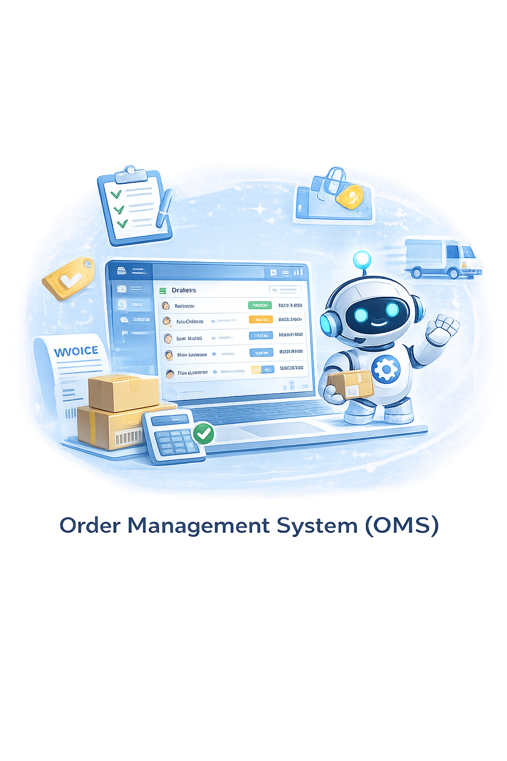 Order Management System (OMS) pada platform Omnichannel AI yang menampilkan dashboard pengelolaan pesanan, otomatisasi proses order, pelacakan pengiriman, dan integrasi sistem bisnis.