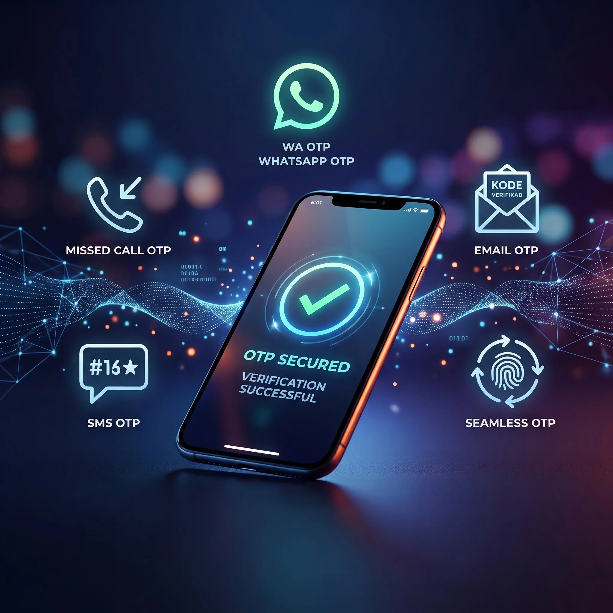 Layanan Autentikasi Keamanan OTP melalui WhatsApp, SMS, Email, Missed Call, dan Seamless OTP pada Smartphone