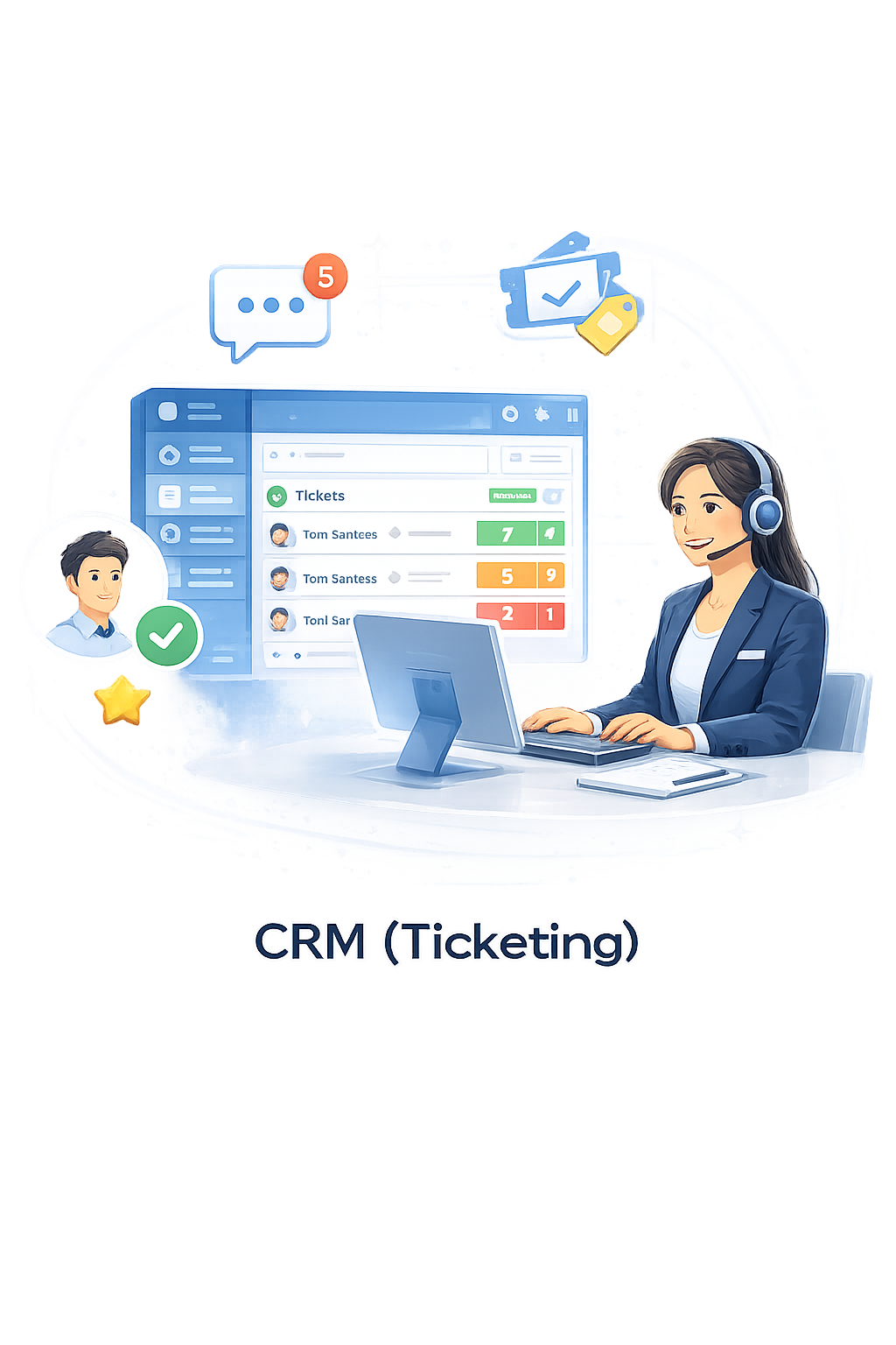CRM ticketing berbasis omnichannel AI untuk mengelola tiket pelanggan, riwayat interaksi, dan layanan customer support dalam satu platform terintegrasi