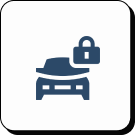 An icon of a shoe on a platform with a lock symbol above it.