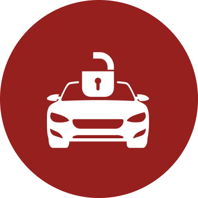 Car with an unlocked padlock icon