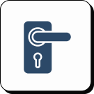 Icon of a door handle with a keyhole.